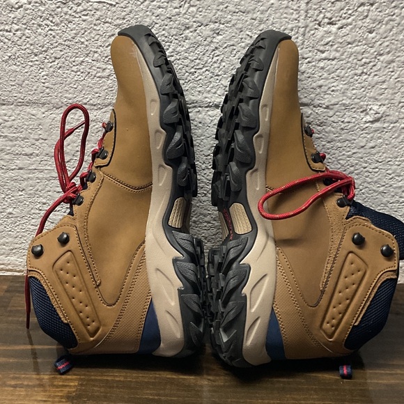 MensNewton Ridge Plus II Suede WP Hiking Boot Elk Sunset Red Tan Navy 13 - Picture 10 of 12